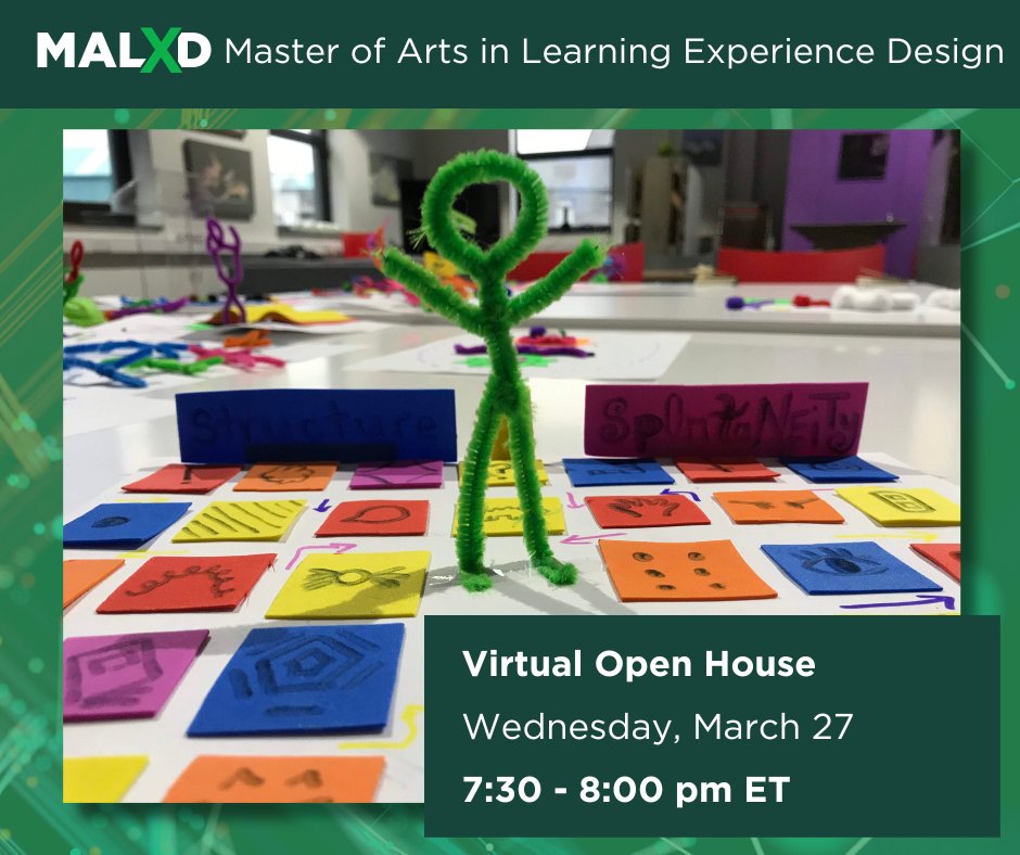 We have spots remaining in our free information session about our new program in Learning Experience Design! Register via explore.msu.edu/register/MALXD… to join us tomorrow, March 27 at 7:30 pm ET.