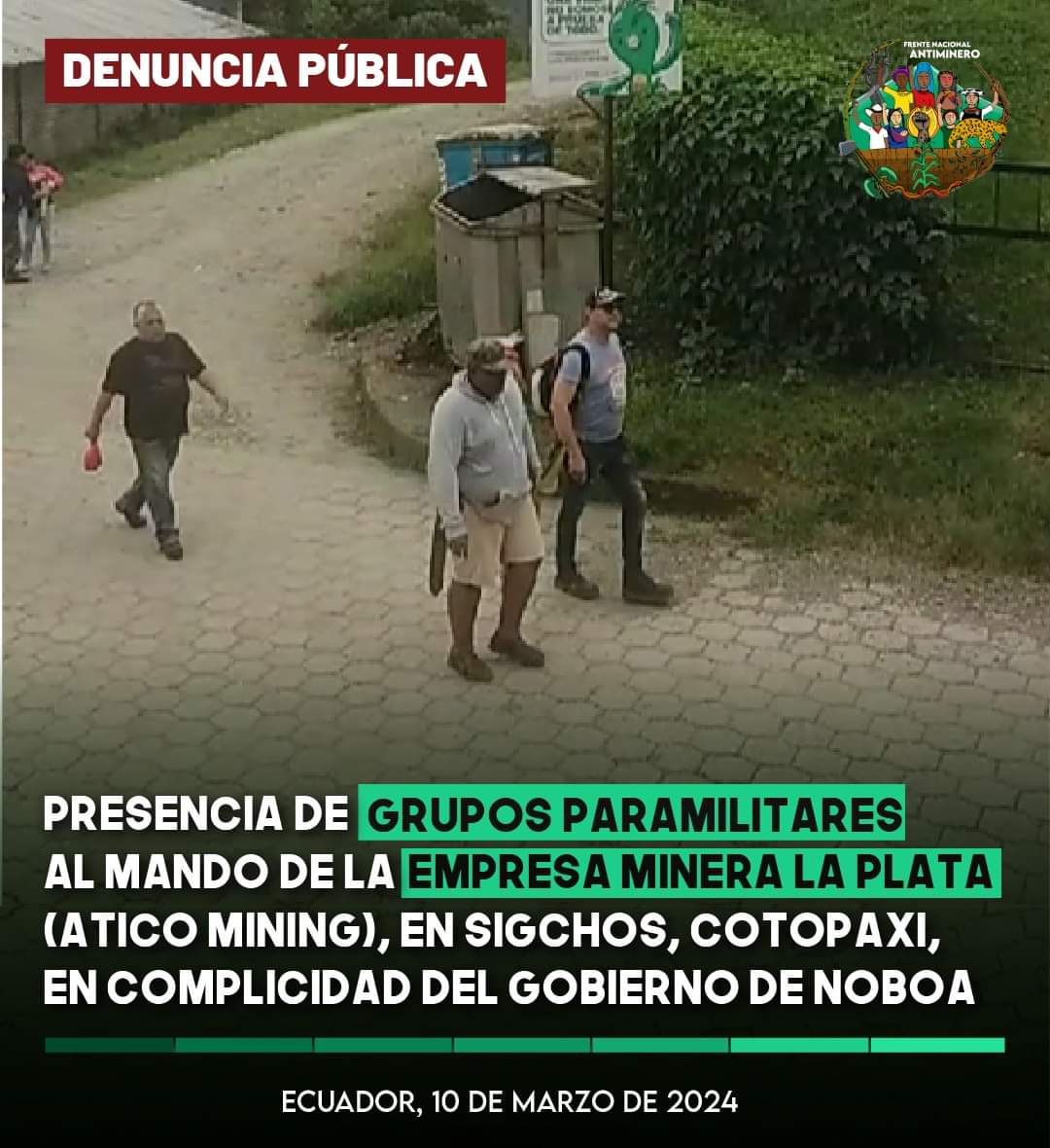 🔴#URGENTE | En este momento se registran enfrentamientos en Sigchos, Cotopaxi, provocados por la fuerza de choque contratada por la empresa minera canadiense <a href="/AticoAty/">Atico Mining Corp.(ATY)</a>. Hay personas armadas, responsabilizamos a <a href="/DanielNoboaOk/">Daniel Noboa Azin</a> de las consecuencias de su política minera.
Vía