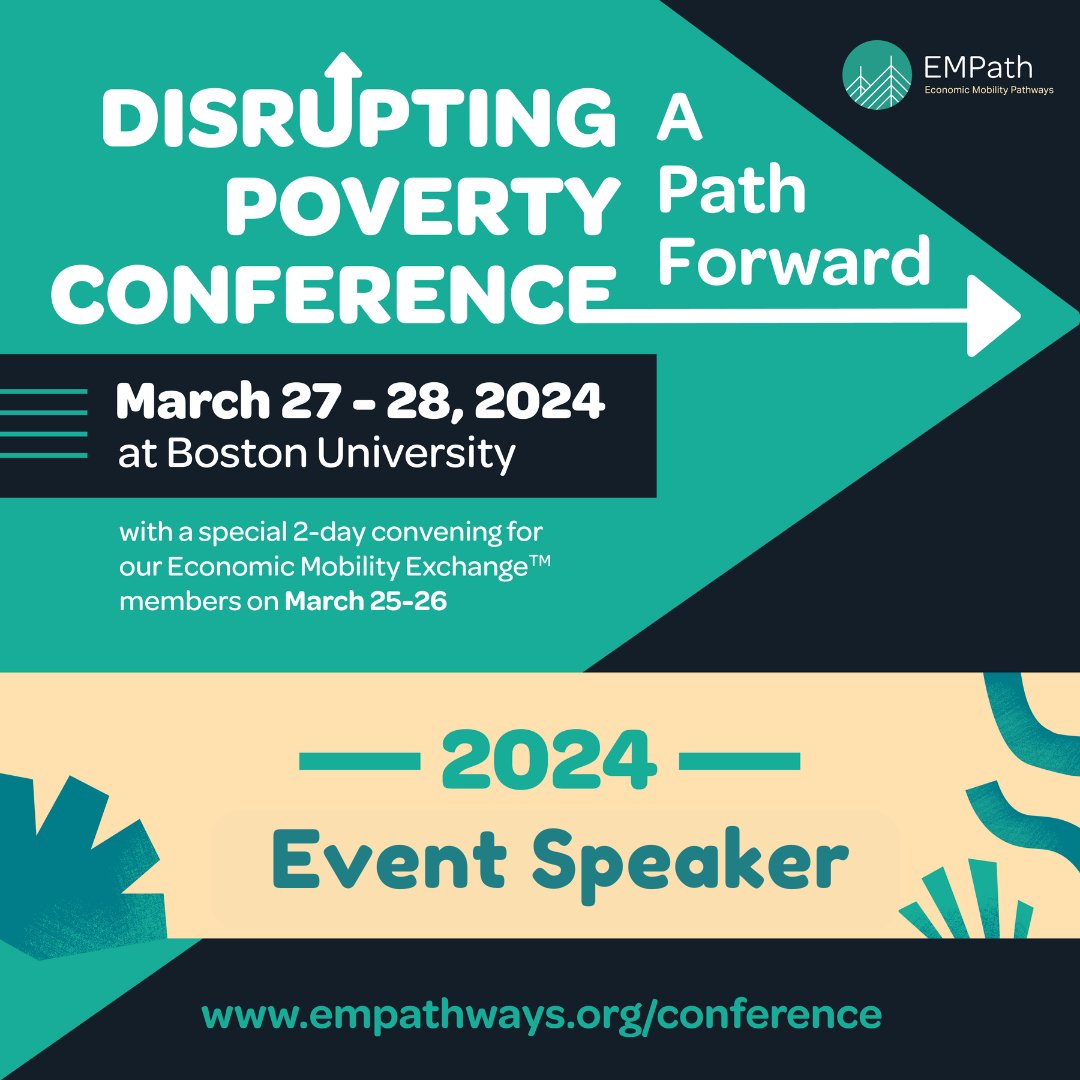 KathrynEdin's tweet photo. I am excited to speak at the 2024 Disrupting Poverty Conference! Join me and @DisruptPoverty on March 27-28 at Boston University. #disruptpoverty
For more info & to register, visit https://t.co/Oj04QDQon9 https://t.co/UfdiRpAdgs