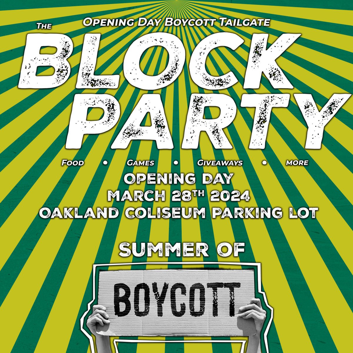 Oakland fans, here is your homework for the week: promote the Opening Day Block Party as much as possible! Share this with everyone you know! Talk to everyone about it! Promote the hell out of it!

If we got 15K for Fans Fest, I want us to get 20K for the Opening Day Block Party!
