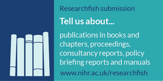 #NIHRfunded researchers - we use the data you provide to track the difference research makes in the UK and all over the world.

There's still time to submit your data: nihr.ac.uk/researchfish