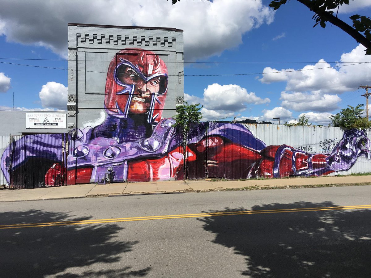 Impressive mural of Magneto, located in Pittsburgh, Pennsylvania.