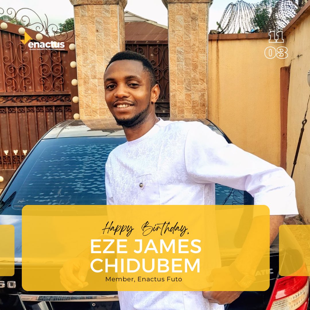 Enactus_FUTO's tweet photo. Happy birthday James, Today, we celebrate not only your special day but also the invaluable contributions you’ve made to our collective success. Here’s to many more years of friendship, collaboration, and making a difference together! 🎉💛
#HappyBirthday https://t.co/GPg3gZB4OU