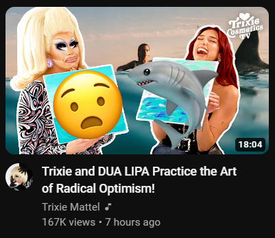 BleuFiona's tweet photo. trixie inviting dua lipa over on her channel was not in my 2024 bingo card https://t.co/qH4Ew7hvgw