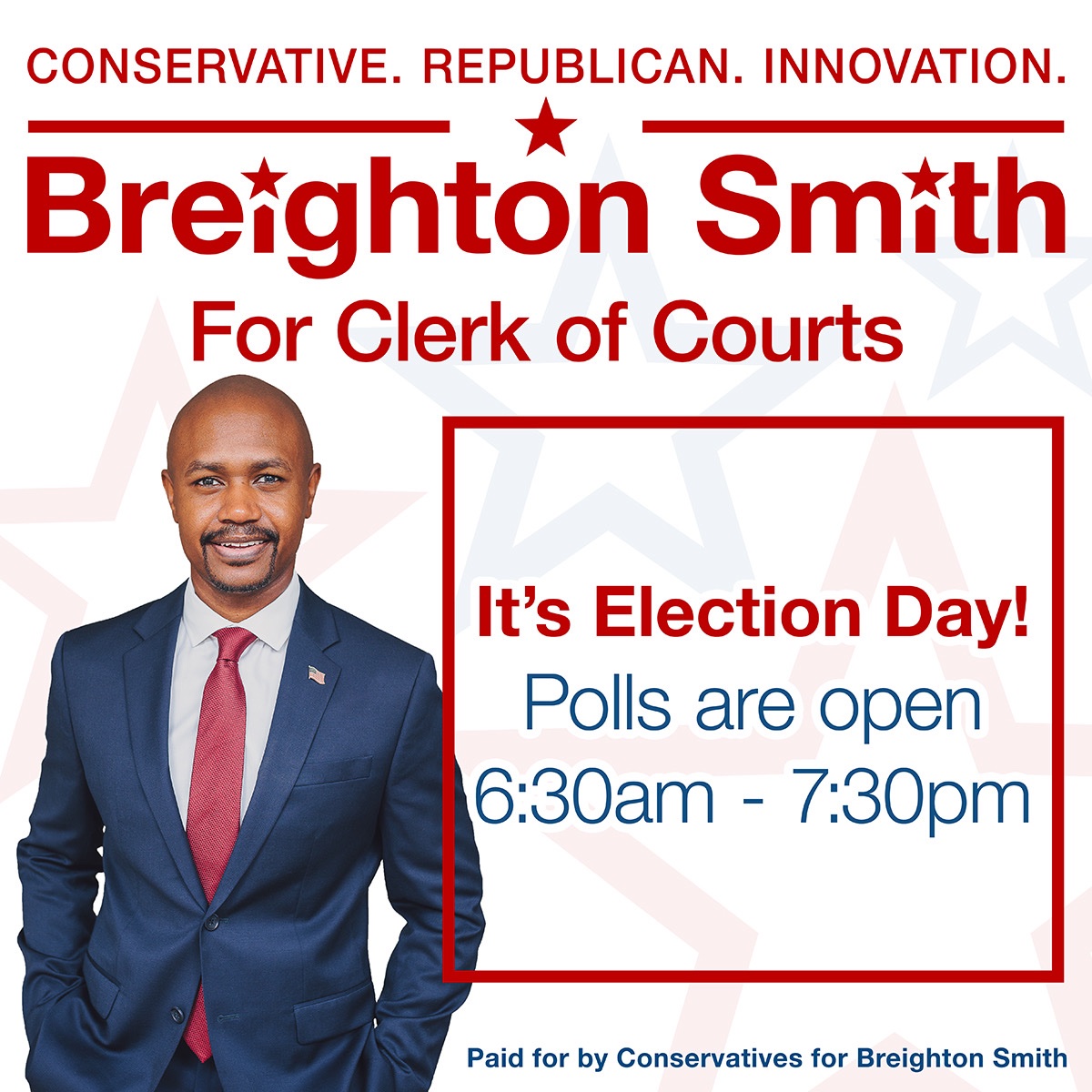 It’s Election Day! Remember to VOTE Breighton Smith for Clerk of Courts!

#WarrenCountyOhio
#WarrenCountyGOP
#Conservative
#Republican
#MAGA