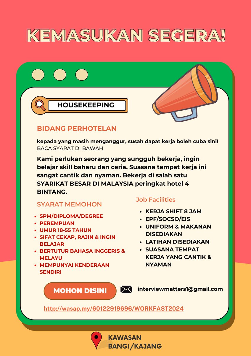Easy_FastJobs's tweet photo. GOOD MORNING SEMUA! ada 20 slots untuk jawatan di bawah! 
 #KERJAKOSONG #HOUSEKEEPING #HOTEL #WAITER 
@Jobkerjaya @empayarkerjaya https://t.co/RmnhJuaQNr