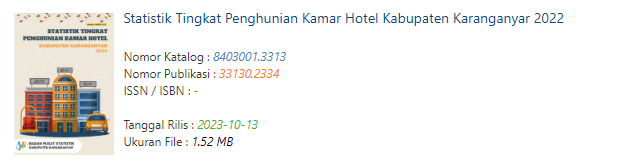 bps_karanganyar's tweet photo. UNDUH PUBLIKASI
Statistik Tingkat Penghunian Kamar Hotel Kabupaten Karanganyar 2022
https://t.co/W3eR4GzSv7 https://t.co/XJICeh3t9Z