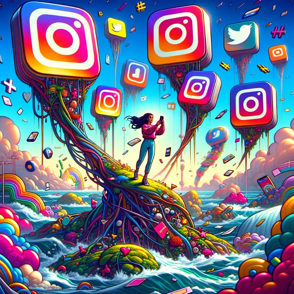 Exploring the whimsical wonders of an Instagram-inspired realm! 🌟📸 Join our adventurous influencer as they journey through a fantastical landscape brimming with likes, comments, and hashtags.#DigitalDreamscape #FantasyWorld #SocialMediaMagic #CartoonAdventure #ExploreTheUnknown