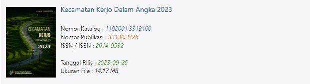 bps_karanganyar's tweet photo. Kecamatan Kerjo Dalam Angka 2023
https://t.co/PmXyHszDWJ https://t.co/ZJD1U3GL2Z