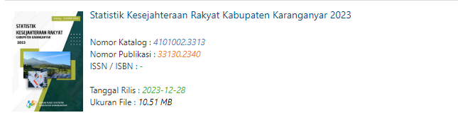 bps_karanganyar's tweet photo. Statistik Kesejahteraan Rakyat Kabupaten Karanganyar 2023
https://t.co/VNAD9TWKWM https://t.co/bFs8CXPGk6