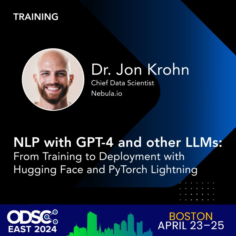 I've renamed this half-day training to 'Generative A.I. with Open Source LLMs', but the subtitle (featuring training/deployment with @huggingface and PyTorch Lightning) is still accurate! Come join me on April 24th in Boston to take this hands-on training in 🤓 Code demos will…