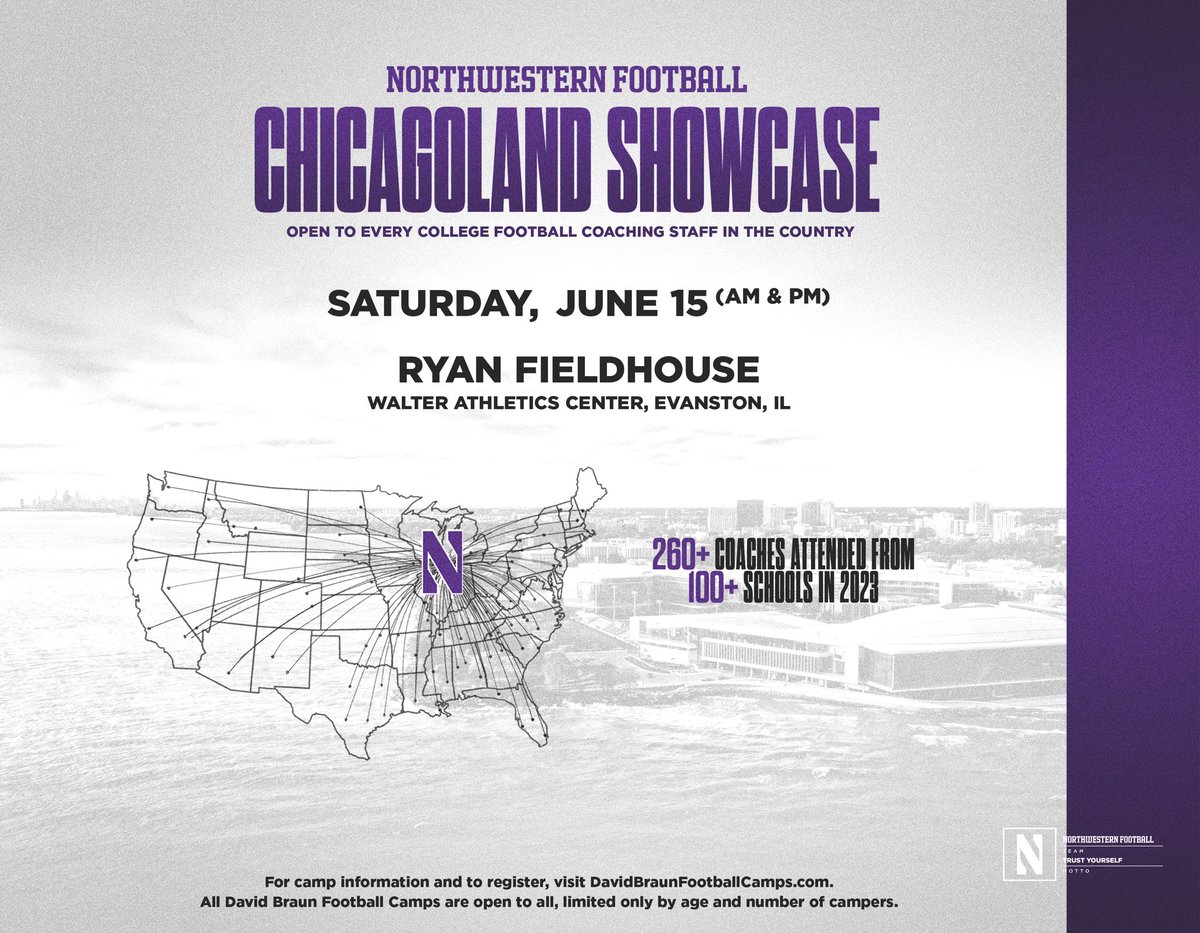 Thanks for the invite <a href="/NUFBFamily/">Northwestern Football</a> and at HC- David Braun.