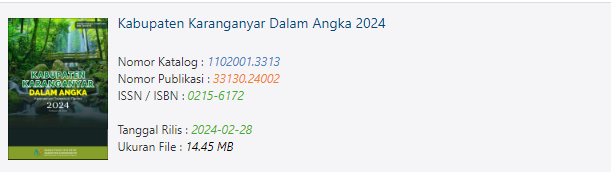 bps_karanganyar's tweet photo. Kabupaten Karanganyar Dalam Angka 2024
https://t.co/4ECwSJM0C2 https://t.co/JUFvyNeM3X
