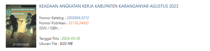 bps_karanganyar's tweet photo. Keadaan Angkatan Kerja Kabupaten Karanganyar , Agustus 2023
https://t.co/4QQwW44zXB https://t.co/6FEUnGmyWn