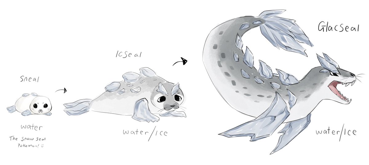 robot_pup's tweet image. A seal fakemon starter from 2021 🦭 I do like the some of the pinniped Pokémon but i really wish there was a Leopard seal one! #sealtwt #leopardseal #fakemon