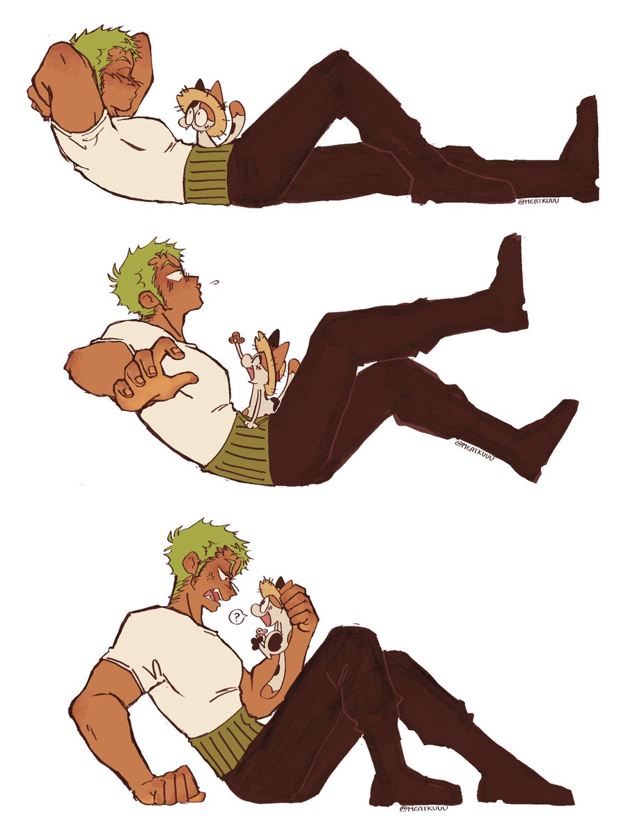 meatkuuu's tweet photo. when cats concentrate their entire weight into one paw and absolutely annihilate you #ONEPIECE https://t.co/Y1GSLK1PpI