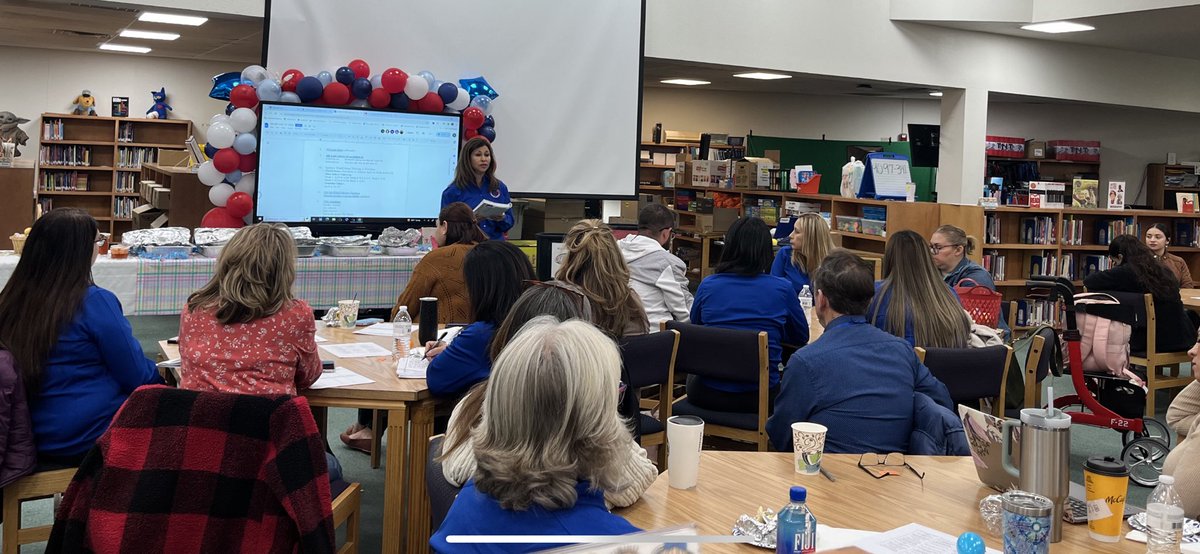 AVillanueva_AP's tweet photo. What a wonderful first day back from Spring Break with our scottie staff! Our leader @SagelandMicro set the tone heading into the 4th 9 weeks, reminding us of our professional promises &amp; collaborating to overcome obstacles. ❤️🐾💙 #SoulStory #FinishStrong @YsletaISD https://t.co/AzKojIBkoK