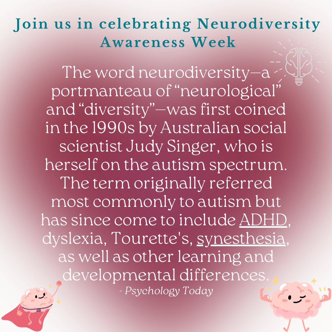 All brains are uniquely wired. Join us in celebrating Neurodiversity Awareness Week! #BeWellLearnWell