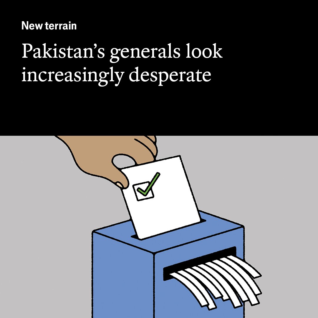 Pakistan’s army may have gotten away with its latest election heist. But can it maintain control? There are two reasons to think the country’s generals could struggle: econ.st/3Psbj3x Illustration: Lan Truong