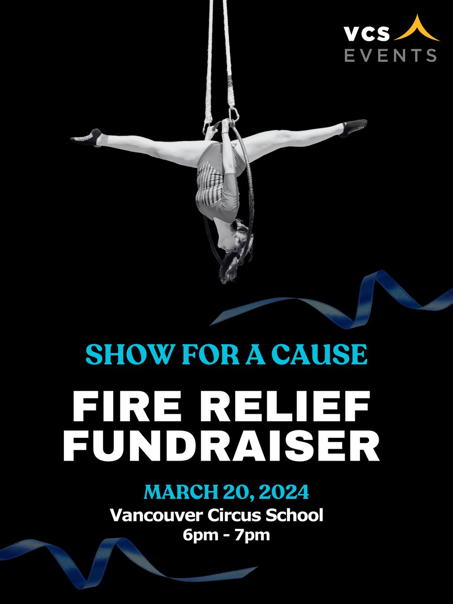 VanCircusSchool's tweet photo. Join us on March 20th as we come together under the spotlight to lift spirits and support our beloved circus instructors, Tamara and Javier, who were affected by the recent fires. ❤️

🎟️Admission is by donation. All guests donating $20 and above will qualify to join our raffl... https://t.co/KYKkmsjKXi