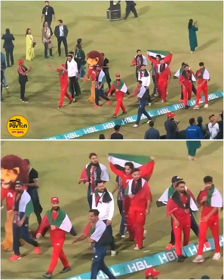 Islamabad United players expressed solidarity with people of Palestine by carrying Palestinian flag at their victory lap 🇵🇸❤