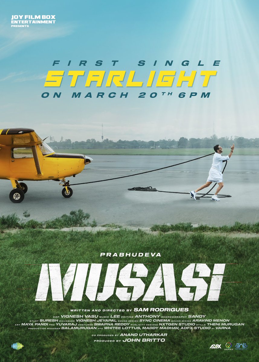 GRATEFUL BEYOND WORDS TO @PDdancing Master! 🙏 The First Single #Starlight✨ from #Musasi is Releasing On 20th March At 6PM! A @leanderleemarty Musical @samrodrigues23 #JohnBritto @ActorMahendran #VTVGanesh @editoranthony @iamSandy_Off @proyuvraaj #aravind #JoyFilmBox