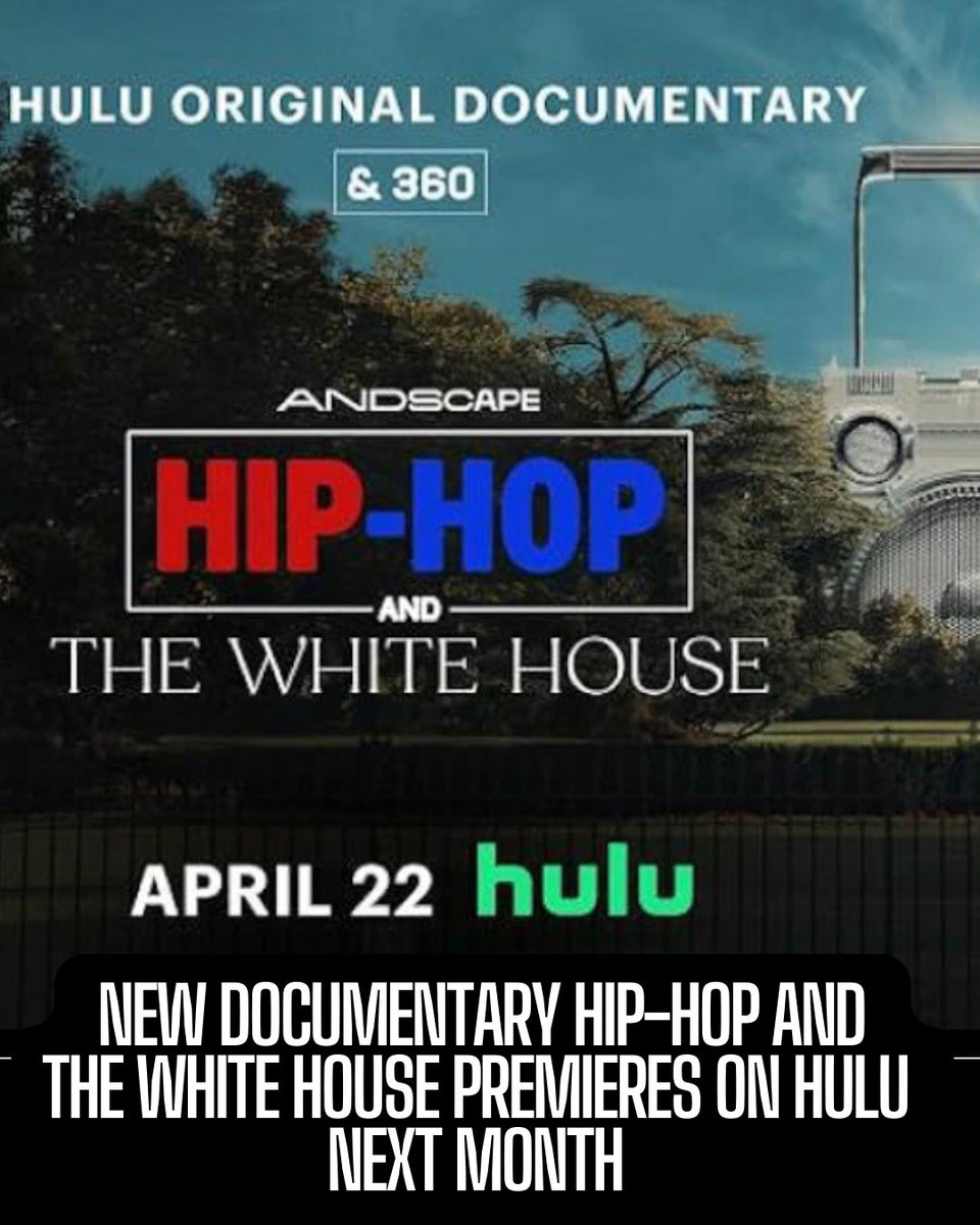 “Hip-hop and the White House” premieres on Hulu next month. It explores Hip-Hop and its influence on America’s society and will show the ties between the music genre and the president of the United States over the years. Narrated by Jeezy. Available April 22 on Hulu. #hiphop #rap