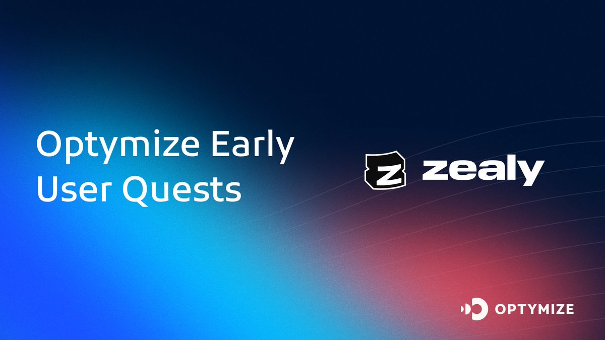 The Optymize Early User Quests are now live on <a href="/zealy_io/">Zealy</a> 🔥

Participate, earn Optymize Points and start climbing your way up on the upcoming leaderboard 👀🏆

Join here ➡️ zealy.io/c/optymize/que…