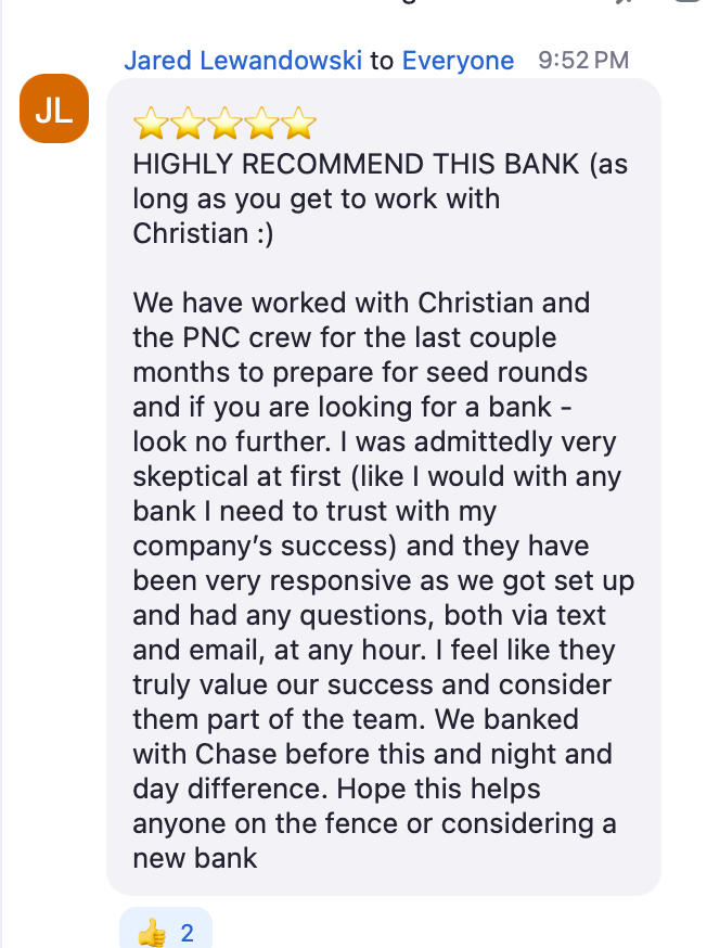 FounderUni's tweet photo. our last live session for cohort 7 with Christian Watson (@PNCBank)

great insights on how to use your banking partner to:

- manage cashflow 
- extend runway $
- get introductions to customers
- &amp; more https://t.co/iAyusmzKVb