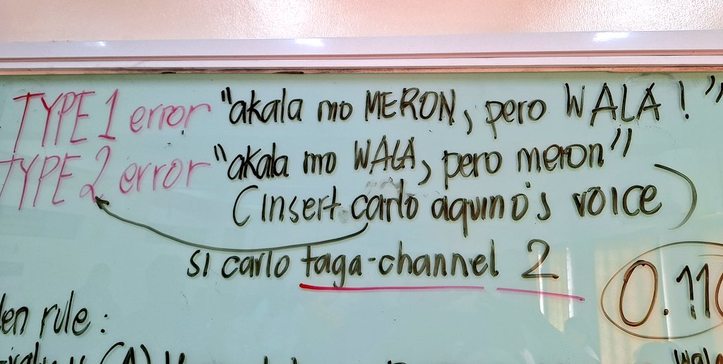 @RPm twt, baka makatulong HAHAJAHA

Diba pag "akala mo wala pero meron meron meron", Carlo aquino agad maiisip nyo?

Eh si Carlo aquino, KAPAMILYA, so taga CHANNEL 2 sya. Edi TYPE 2 ERROR 😭😭😭😭