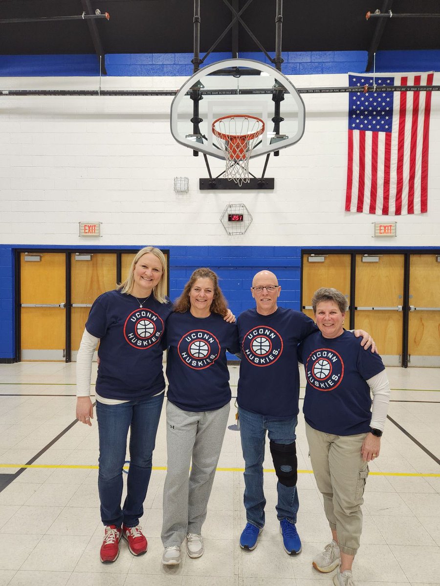 LisaStigler's tweet photo. @KamoreaArnold  - heard the Huskies are running a little shy on players for the tourney - we’re ready to sub in! 😂Have a great tourney! Go UConn! https://t.co/tRrXGBJqsj