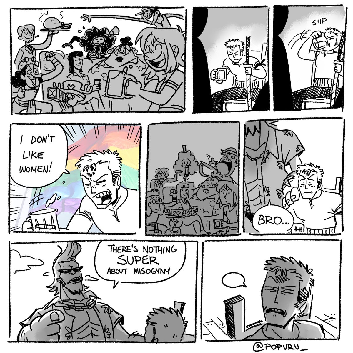 popuru_'s tweet image. been thinking about this one since december. there's nothing super about misogyny