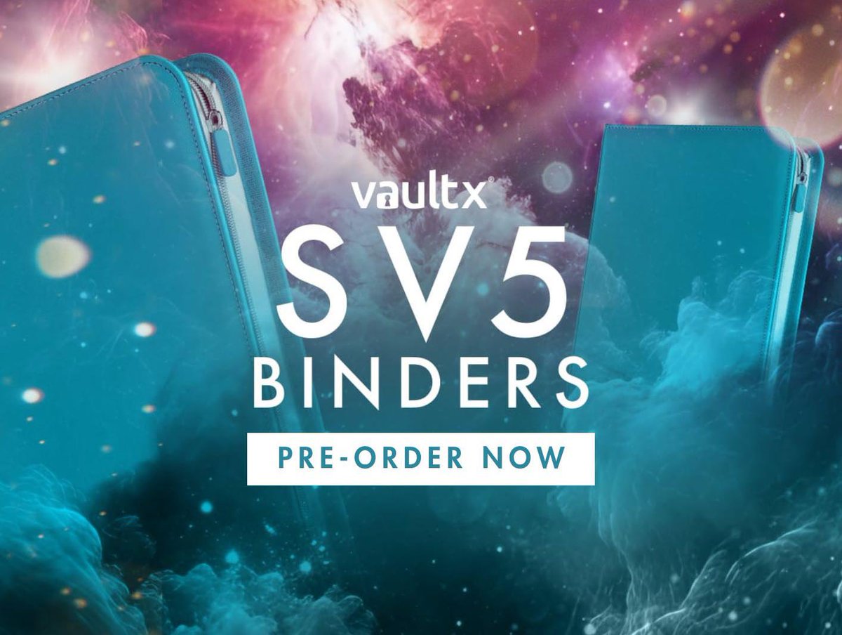 🩵 VAULTX SV5 BINDERS 🩵 Use code POKETCGVX for 10% OFF! ✅ 9-Pocket Binder - $28.99 us.vaultx.com/collections/sv… ✅ 12-Pocket Binder - $32.99 us.vaultx.com/collections/sv… #PokemonTCG | #VaultX