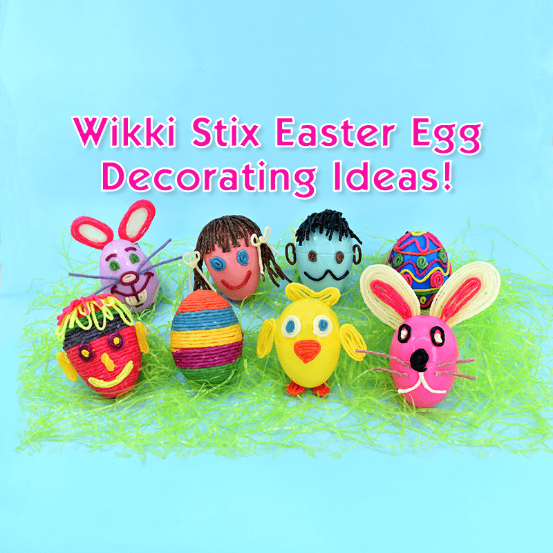 Decorate plastic eggs for Easter with Wikki Stix! See more on our website! Fun and easy! 🐣 #Eastercrafts #Eastereggs #kidcrafts #craftsforkids #wikkistix