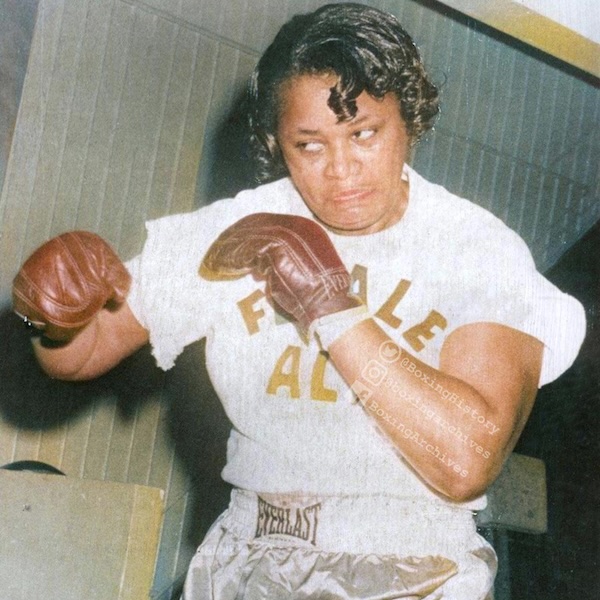 Jackie Tonawanda, aka 'The Female Ali,' 1970s women's boxing pioneer. Tonawanda was one of the first women to be granted a professional boxing license by the New York State Athletic Commission.