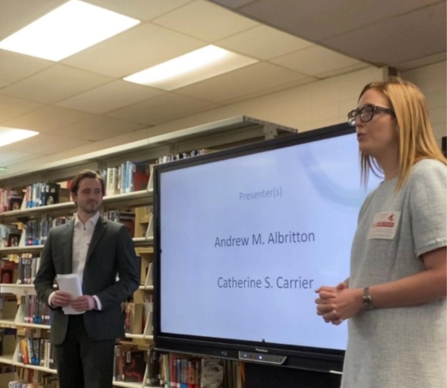 Andrew M. Albritton and Catherine S. Carrier of the Leadership LSBA Class presented the 2023-2024 Class Project “Demystifying the Legal Profession” to students at Northside High School in Lafayette. The project informs students of the path to a career in the legal profession.