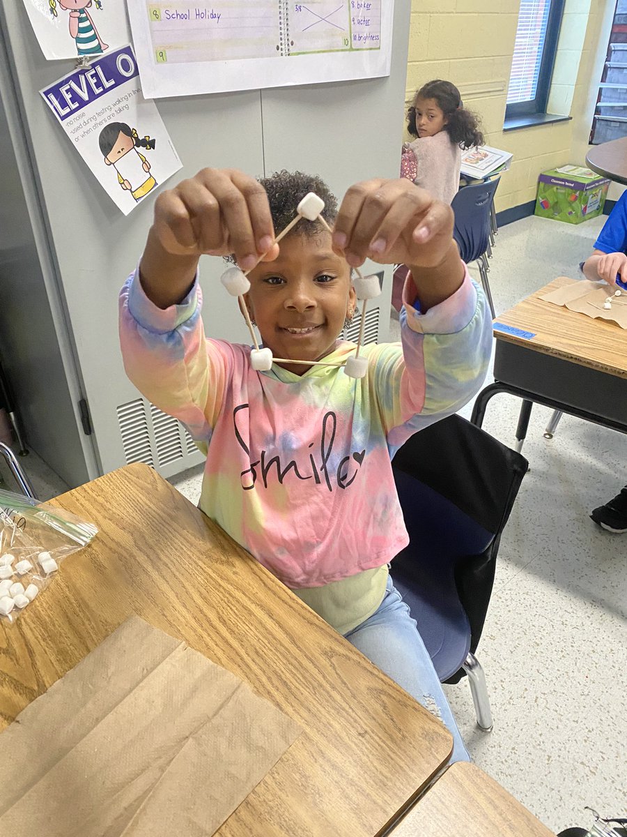 OhmerClass's tweet photo. Second graders @BookmanRoad got their hands-on math today! Look at those excited mathematicians building different polygons and cubes! @the_west_wire @ewaters12 https://t.co/bGFhVqqoOy