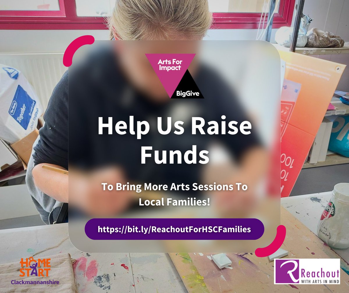 The #ArtsForImpact Campaign is now live!! 🥳  bit.ly/ReachoutForHSC… Please help us in our goal to raise £2,500 so we can expand our arts and crafts offering with @Reachout_Alloa for local families. 🫶 #ArtsForImpact #TheBigGive