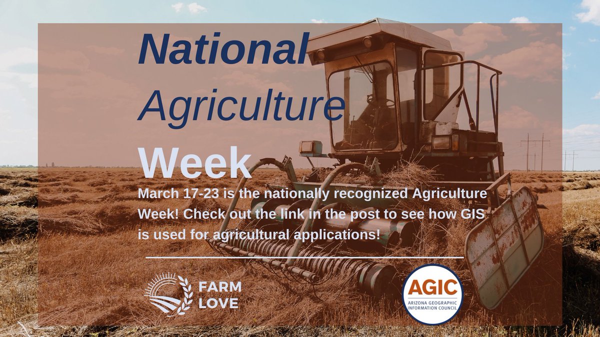 AZGeoCouncil's tweet photo. Happy National Agriculture Week!
Learn more about different GIS applications in agriculture here: https://t.co/TrWUT5XzuG
#AGIC #GIS #MapScaping https://t.co/jZpbGSigck