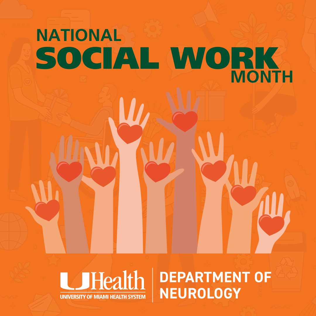 March is National Social Work Month, honoring the invaluable contributions of social workers worldwide. 🌍 Let's celebrate their dedication and impact on individuals and communities! 🎉 #SocialWorkMonth #SocialWorkers @Umiamimovdis @UMiamistroke @umiamimedicine @UMiamiHealth