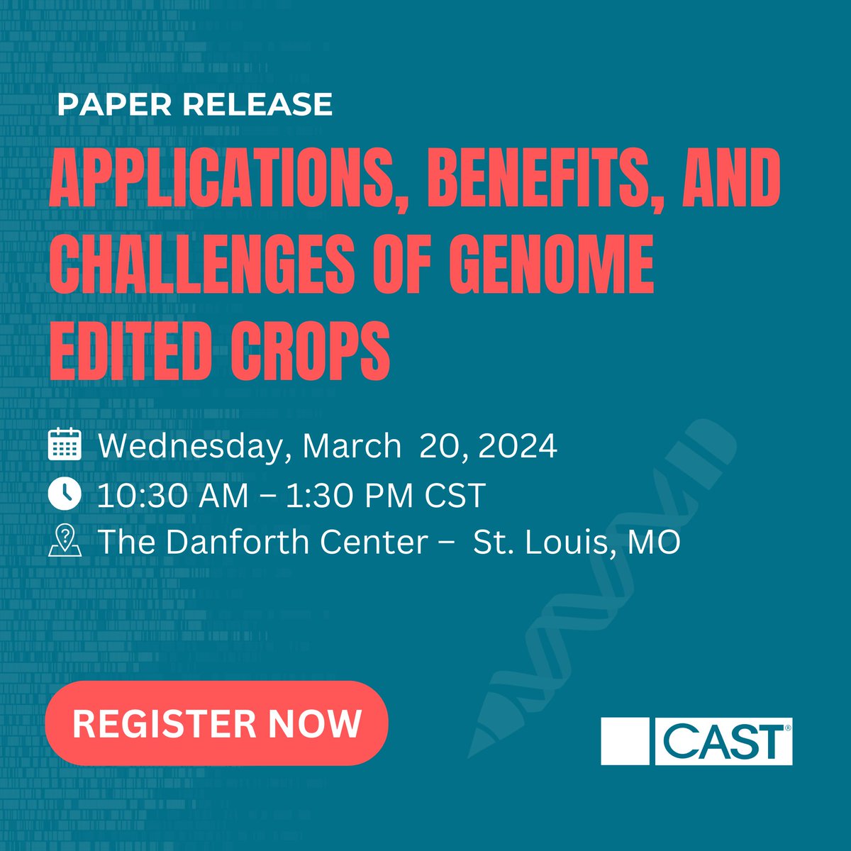BensonHillInc's tweet photo. Check out what the neighbors are hosting! Join @CASTAgScience on March 20 at the @DanforthCenter for the rollout of "Applications, Benefits, and Challenges of Genome Edited Crops." Register at: https://t.co/BY31UroqZS.
#CASTPaper #CAST #GeneEditing #Agriculture https://t.co/nmuz6xoMlt