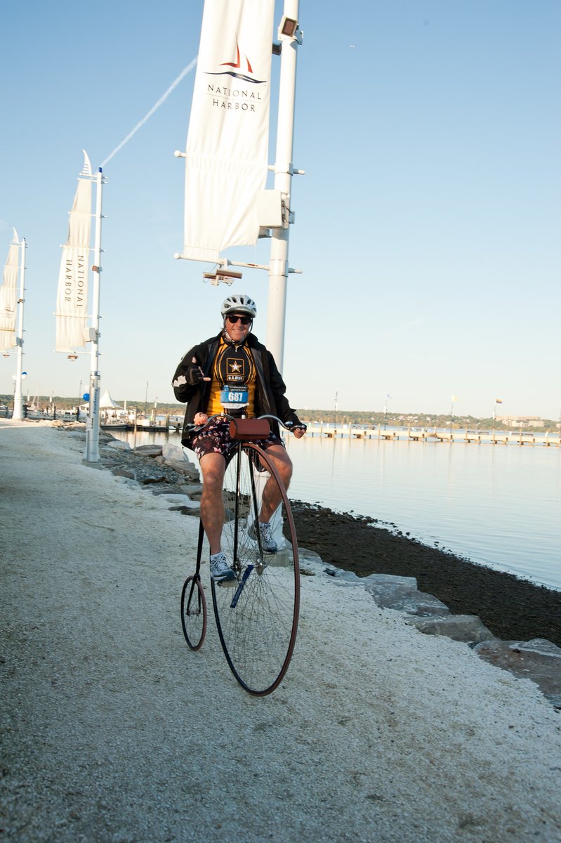 A cyclist riding a Penny-farthing bike at the beginning of the 'Law Enforcement Ride and Run to Remember' event in October 2011. #RemembertheFallen #RideandRuntoRemember #LawEnforcement #SupportLawEnforcement #Memorials #Museums #LawEnforcementMemorial