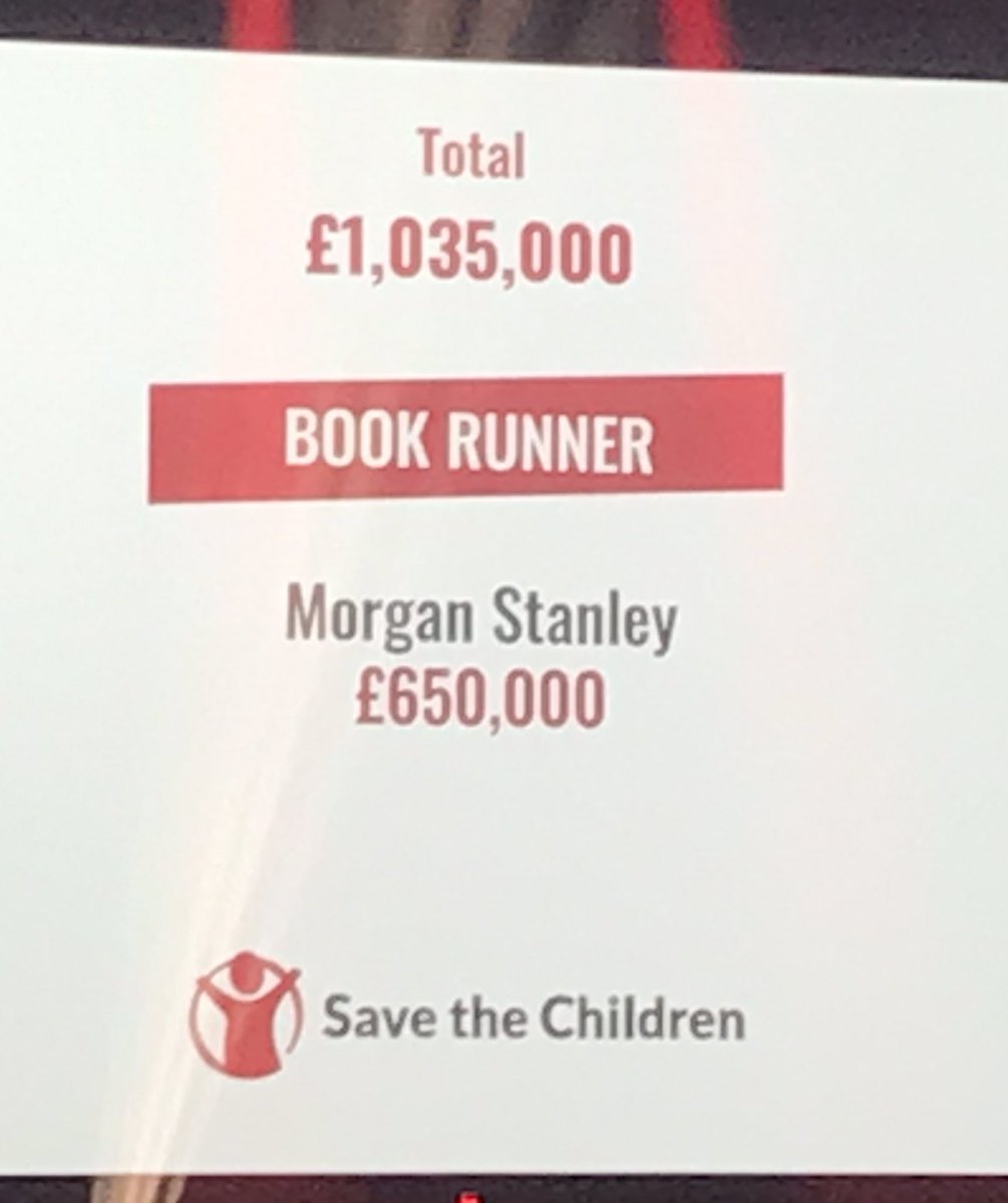 Banks and financial firms pledge another £1m+ to Save the Children at @ifrtweets Awards for 2023..

Well played. Led by bank of year #MorganStanley 👏🏻
