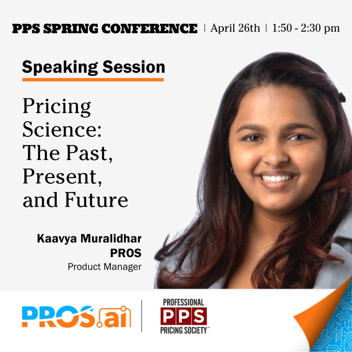 Ever thought about the evolution of pricing science and leveraging AI pricing technology to stand out in business? Join Kaavya Muralidhar, Product Manager at @PROS_Inc, at the PPS Spring Conference on April 26 to learn more! 

Register at ➡️ ms.spr.ly/6016cmVvw #PPSCHI24