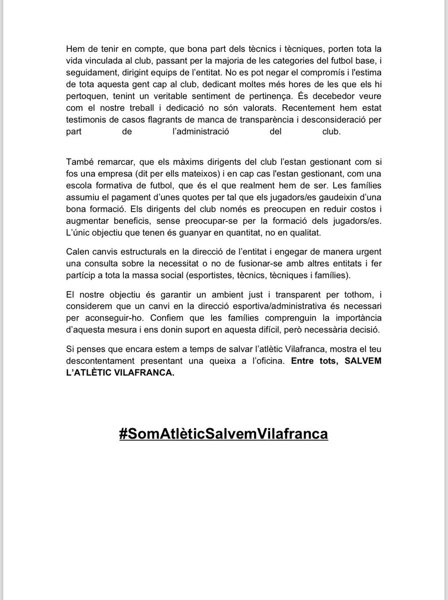 salvemlatletic's tweet photo. #SomAtlèticSalvemVilafranca https://t.co/VWxSRXncuR