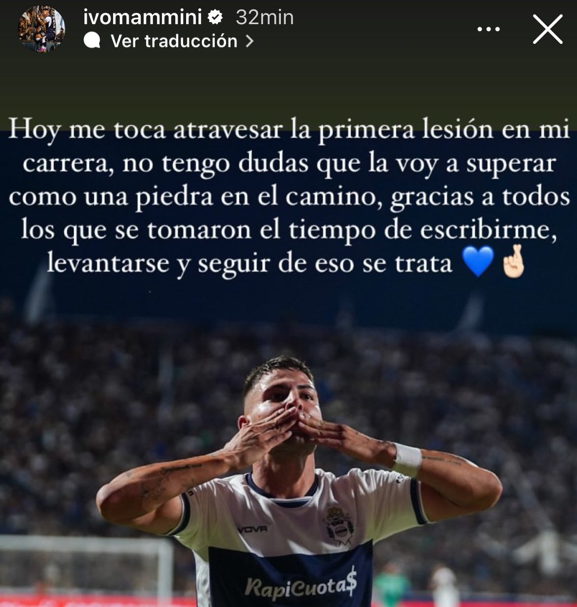 GonzaPlotycia's tweet photo. #GELP #Mammini y su mensaje tras confirmarse la ruptura de ligamentos: “hoy me toca atravesar la primera lesión en mi carrera. No tengo dudas que la voy a superar como una piedra en el camino. Gracias a todos los que se tomaron el tiempo de escribirme, levantarse y seguir así” https://t.co/FO0ylxGgRC