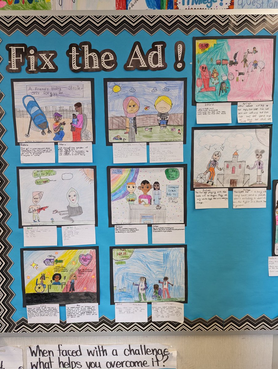 So proud of this group of kiddos, who explored advertisements for toys and then worked hard to fix the ads. Making them more inclusive and showing the diversity of race, culture, gender and ability that we see in our school. <a href="/TribuneDrive/">Tribune Drive P.S.</a>