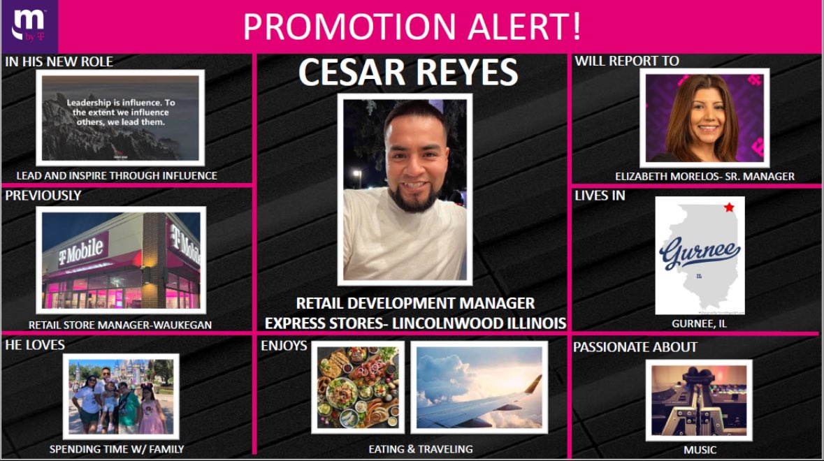 🌟 Big news! Thrilled to announce @cesarreyes17 has been promoted to RDM in Chicago! Congratulations! 🎉 #PromotionAlert #CareerGrowth 
@WinstonAwadzi @thayesnet