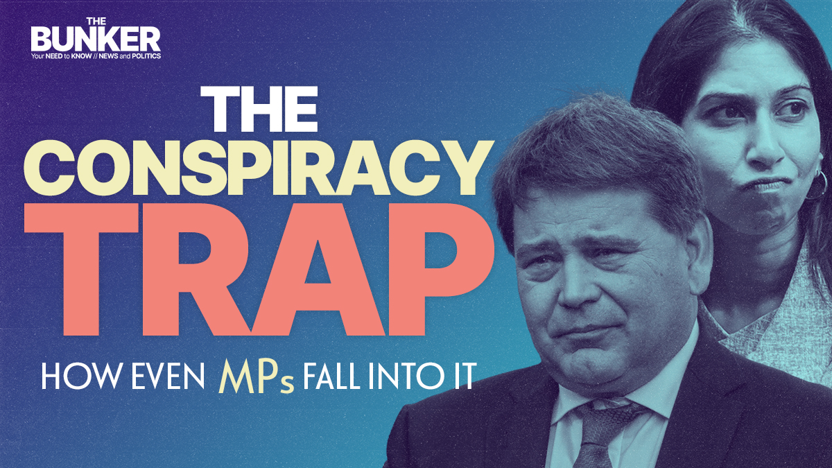 The Bunker (@bunker_pod) on Twitter photo Are MPs becoming more susceptible to conspiracy theories?
In today's Bunker, <a href="/flashboy/">Tom Phillips</a> talks to <a href="/Nndroid/">Andrew Harrison</a> about why politicians are increasingly falling for dark fantasies about plots and secret control ➡️listen.podmasters.uk/BNKR_240319_Co… Are MPs becoming more susceptible to conspiracy theories?
In today's Bunker, <a href="/flashboy/">Tom Phillips</a> talks to <a href="/Nndroid/">Andrew Harrison</a> about why politicians are increasingly falling for dark fantasies about plots and secret control ➡️listen.podmasters.uk/BNKR_240319_Co…
