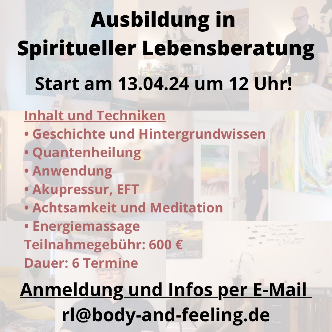 Neuer Start - Ausbildung in spiritueller Lebensberatung

#quantenheilung #eft #akupressur #wesseling #coaching